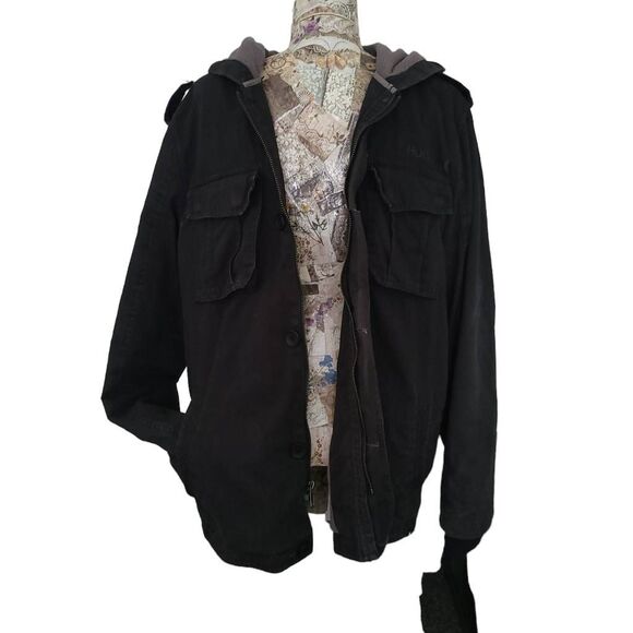 Hurley Black Cotton Denim Warm Lining Jean Jacket - Picture 2 of 13